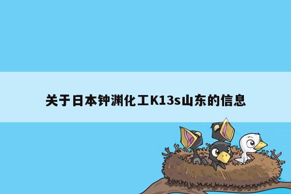 关于日本钟渊化工K13s山东的信息