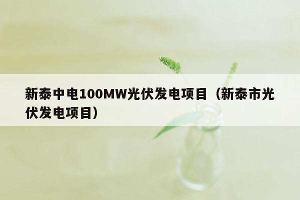 新泰中电100MW光伏发电项目（新泰市光伏发电项目）