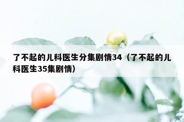 了不起的儿科医生分集剧情34（了不起的儿科医生35集剧情）