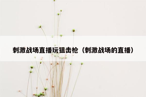 刺激战场直播玩狙击枪（刺激战场的直播）