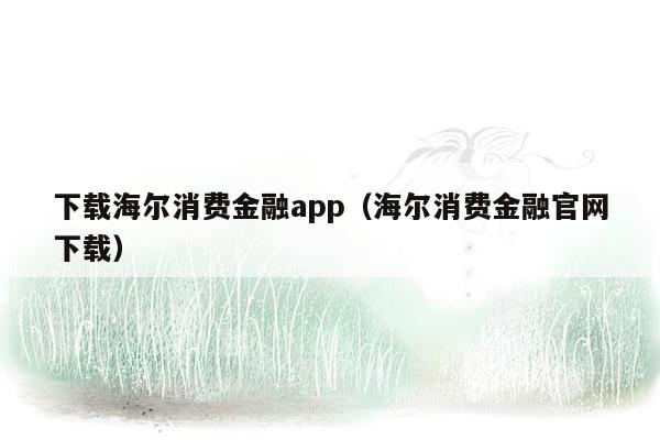 下载海尔消费金融app（海尔消费金融官网下载）