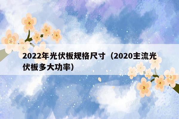 2022年光伏板规格尺寸（2020主流光伏板多大功率）