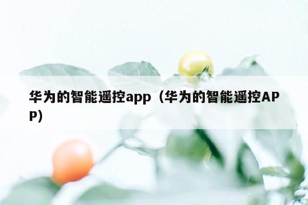 华为的智能遥控app（华为的智能遥控APP）