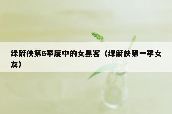 绿箭侠第6季度中的女黑客（绿箭侠第一季女友）