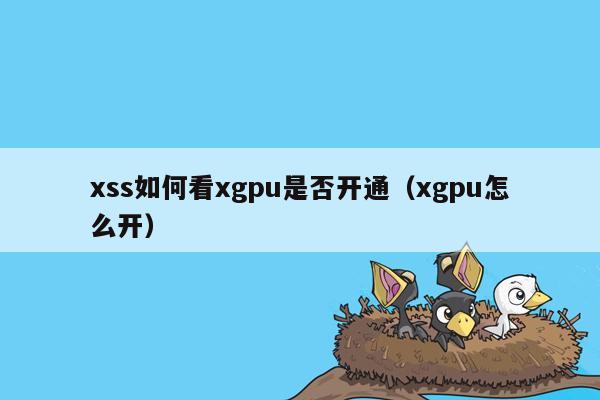 xss如何看xgpu是否开通（xgpu怎么开）