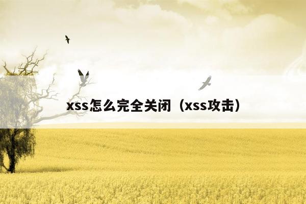 xss怎么完全关闭（xss攻击）