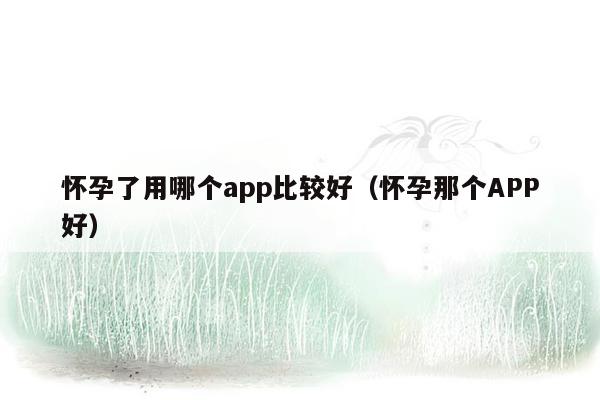 怀孕了用哪个app比较好（怀孕那个APP好）