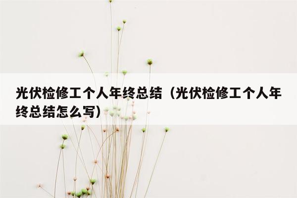 光伏检修工个人年终总结（光伏检修工个人年终总结怎么写）