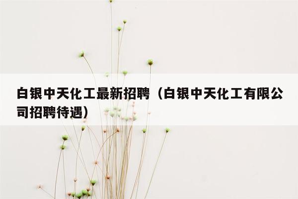 白银中天化工最新招聘（白银中天化工有限公司招聘待遇）