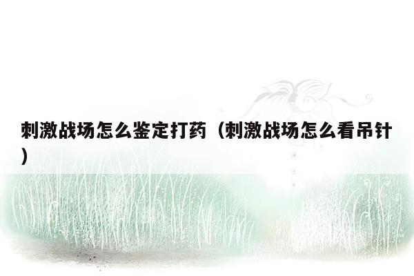 刺激战场怎么鉴定打药（刺激战场怎么看吊针）