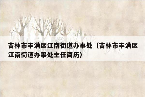 吉林市丰满区江南街道办事处（吉林市丰满区江南街道办事处主任简历）