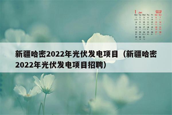 新疆哈密2022年光伏发电项目（新疆哈密2022年光伏发电项目招聘）