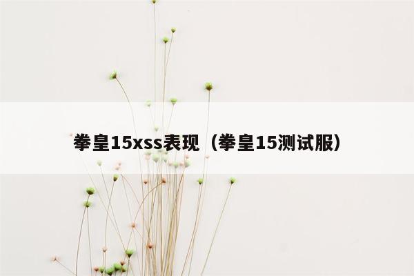 拳皇15xss表现（拳皇15测试服）