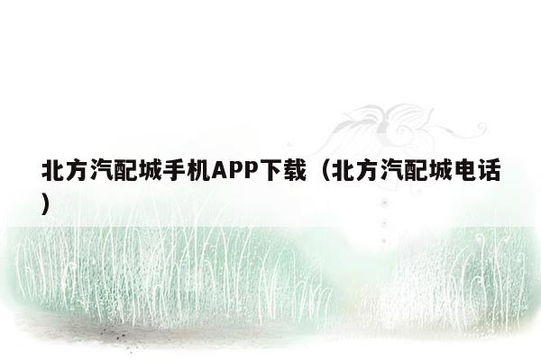 北方汽配城手机APP下载（北方汽配城电话）