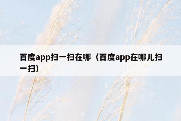 百度app扫一扫在哪（百度app在哪儿扫一扫）