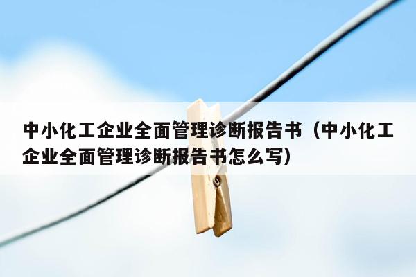 中小化工企业全面管理诊断报告书（中小化工企业全面管理诊断报告书怎么写）