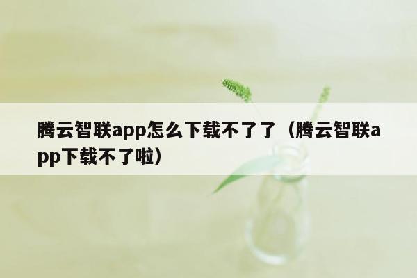 腾云智联app怎么下载不了了（腾云智联app下载不了啦）