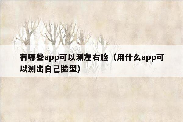 有哪些app可以测左右脸（用什么app可以测出自己脸型）