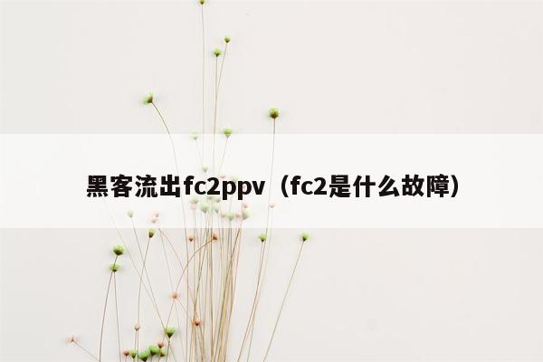 黑客流出fc2ppv（fc2是什么故障）