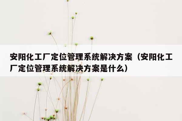 安阳化工厂定位管理系统解决方案（安阳化工厂定位管理系统解决方案是什么）