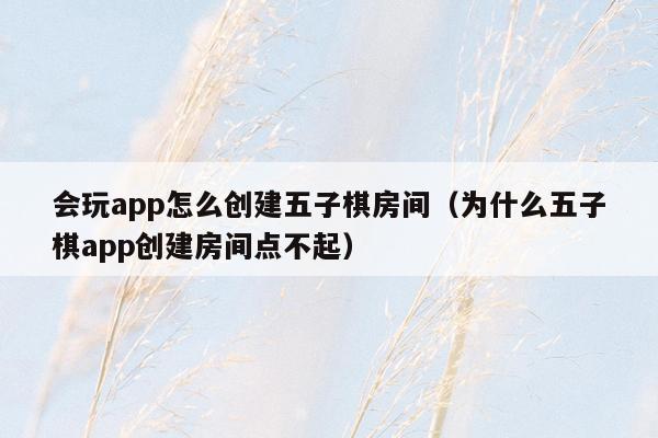 会玩app怎么创建五子棋房间（为什么五子棋app创建房间点不起）