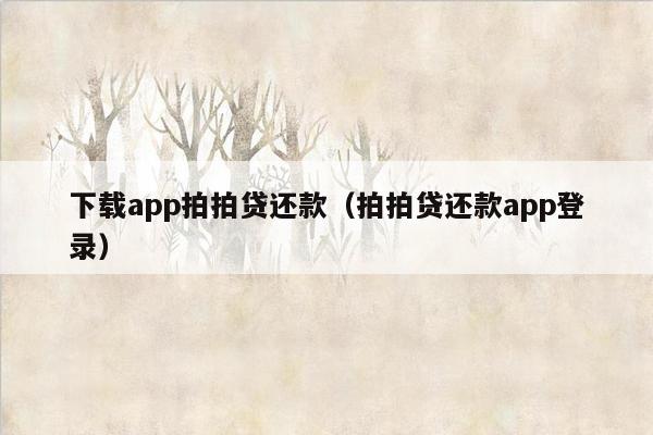 下载app拍拍贷还款（拍拍贷还款app登录）