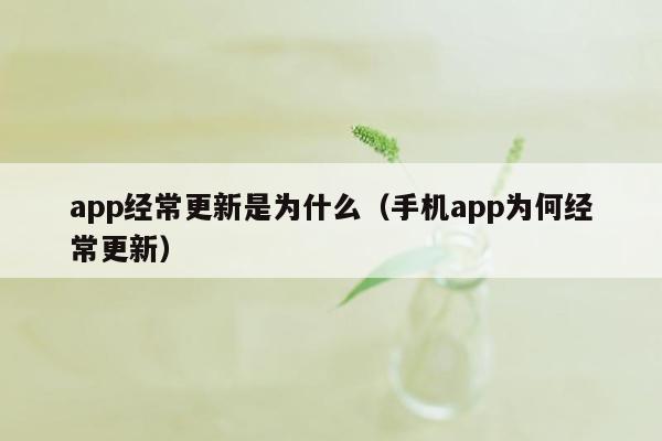 app经常更新是为什么（手机app为何经常更新）