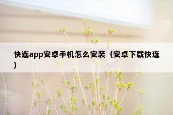 快连app安卓手机怎么安装（安卓下载快连）