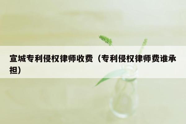 宣城专利侵权律师收费（专利侵权律师费谁承担）