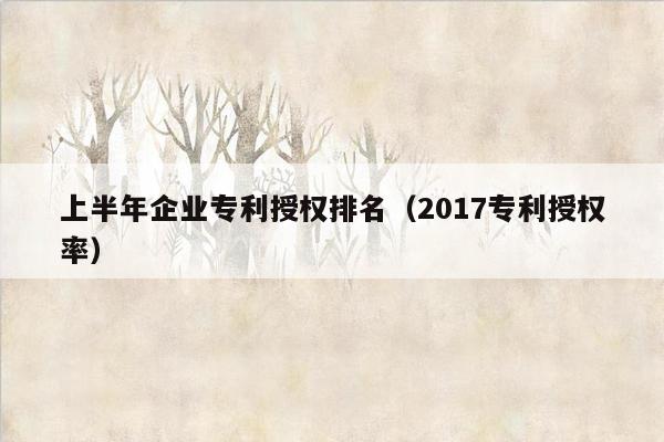 上半年企业专利授权排名（2017专利授权率）