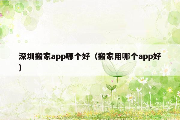 深圳搬家app哪个好（搬家用哪个app好）