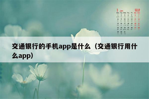 交通银行的手机app是什么（交通银行用什么app）