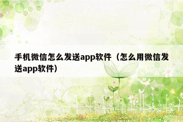 手机微信怎么发送app软件（怎么用微信发送app软件）