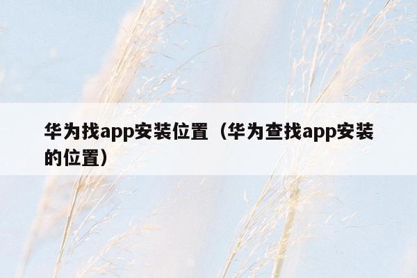 华为找app安装位置（华为查找app安装的位置）