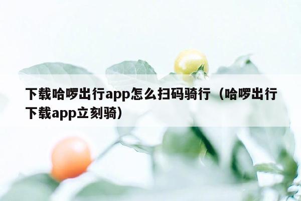 下载哈啰出行app怎么扫码骑行（哈啰出行下载app立刻骑）