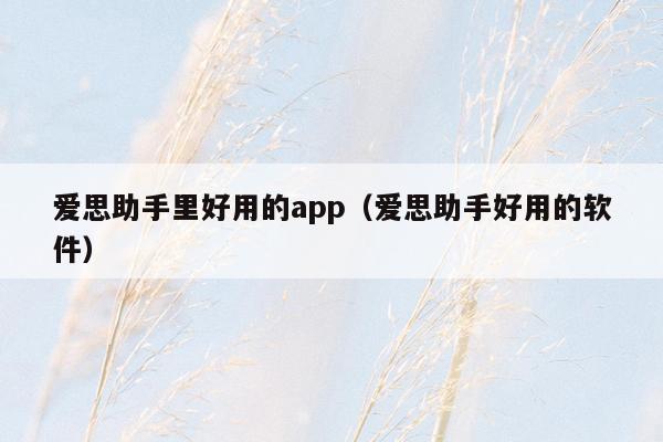 爱思助手里好用的app（爱思助手好用的软件）