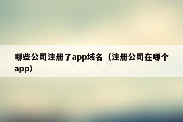 哪些公司注册了app域名（注册公司在哪个app）