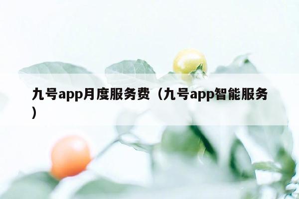 九号app月度服务费（九号app智能服务）