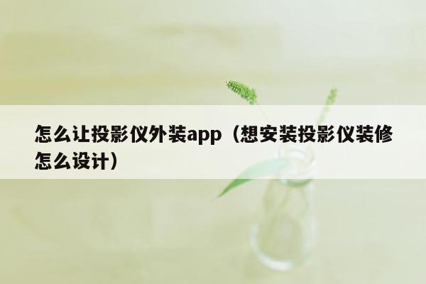 怎么让投影仪外装app（想安装投影仪装修怎么设计）