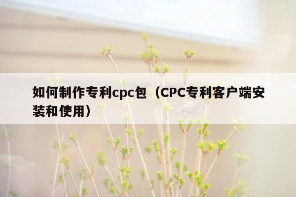 如何制作专利cpc包（CPC专利客户端安装和使用）