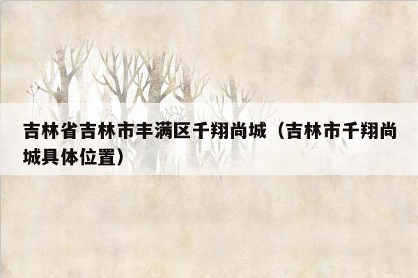 吉林省吉林市丰满区千翔尚城（吉林市千翔尚城具体位置）