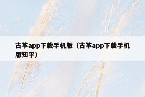 古筝app下载手机版（古筝app下载手机版知乎）