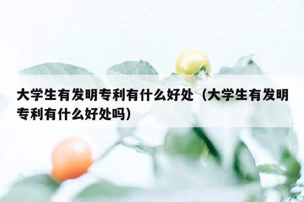 大学生有发明专利有什么好处（大学生有发明专利有什么好处吗）