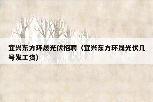 宜兴东方环晟光伏招聘（宜兴东方环晟光伏几号发工资）