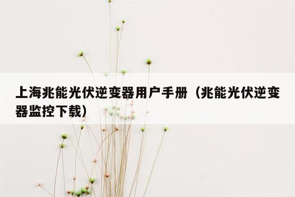 上海兆能光伏逆变器用户手册（兆能光伏逆变器监控下载）