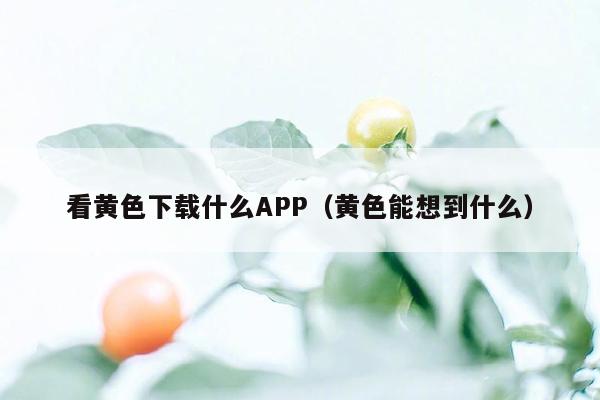 看黄色下载什么APP（黄色能想到什么）