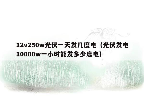 12v250w光伏一天发几度电（光伏发电10000w一小时能发多少度电）