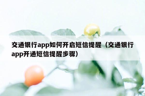 交通银行app如何开启短信提醒（交通银行app开通短信提醒步骤）