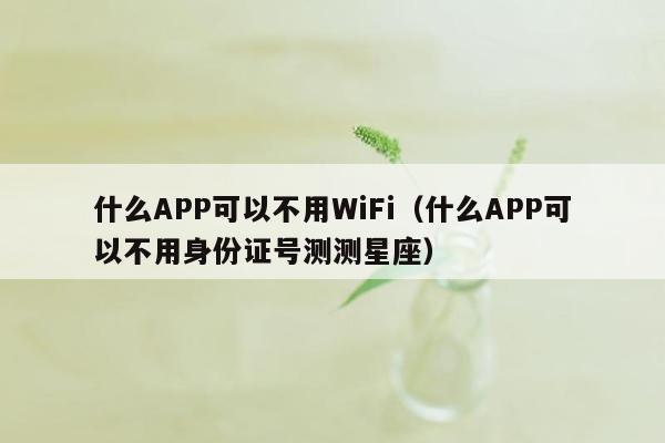 什么APP可以不用WiFi（什么APP可以不用身份证号测测星座）