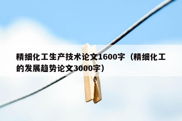 精细化工生产技术论文1600字（精细化工的发展趋势论文3000字）